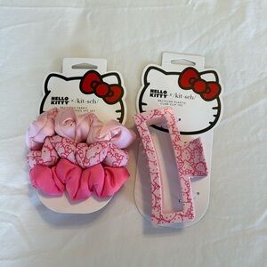 NWT Hello Kitty x Kitsch hair clip and scrunchies